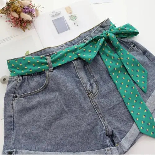 Foulard Ceinture Pantalon Femme Robe Vert à motifs BERIT Coeur de Foulard