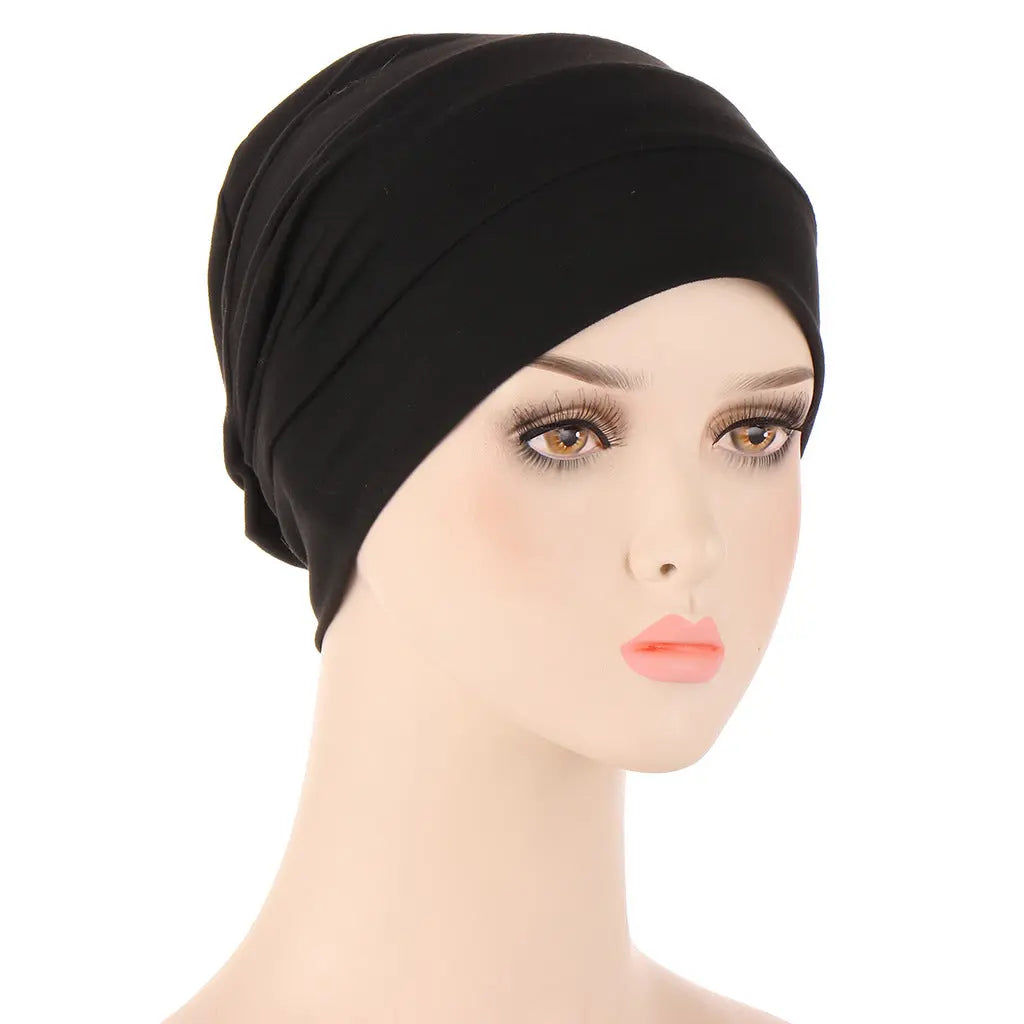 Foulard Bonnet Chimio Femme Noir  Gwenaelle Coeur de Foulard