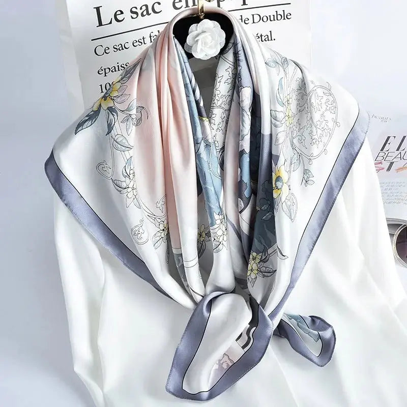 Foulard Cheveux Femme Carré Soie AURORE 2 Coeur de Foulard