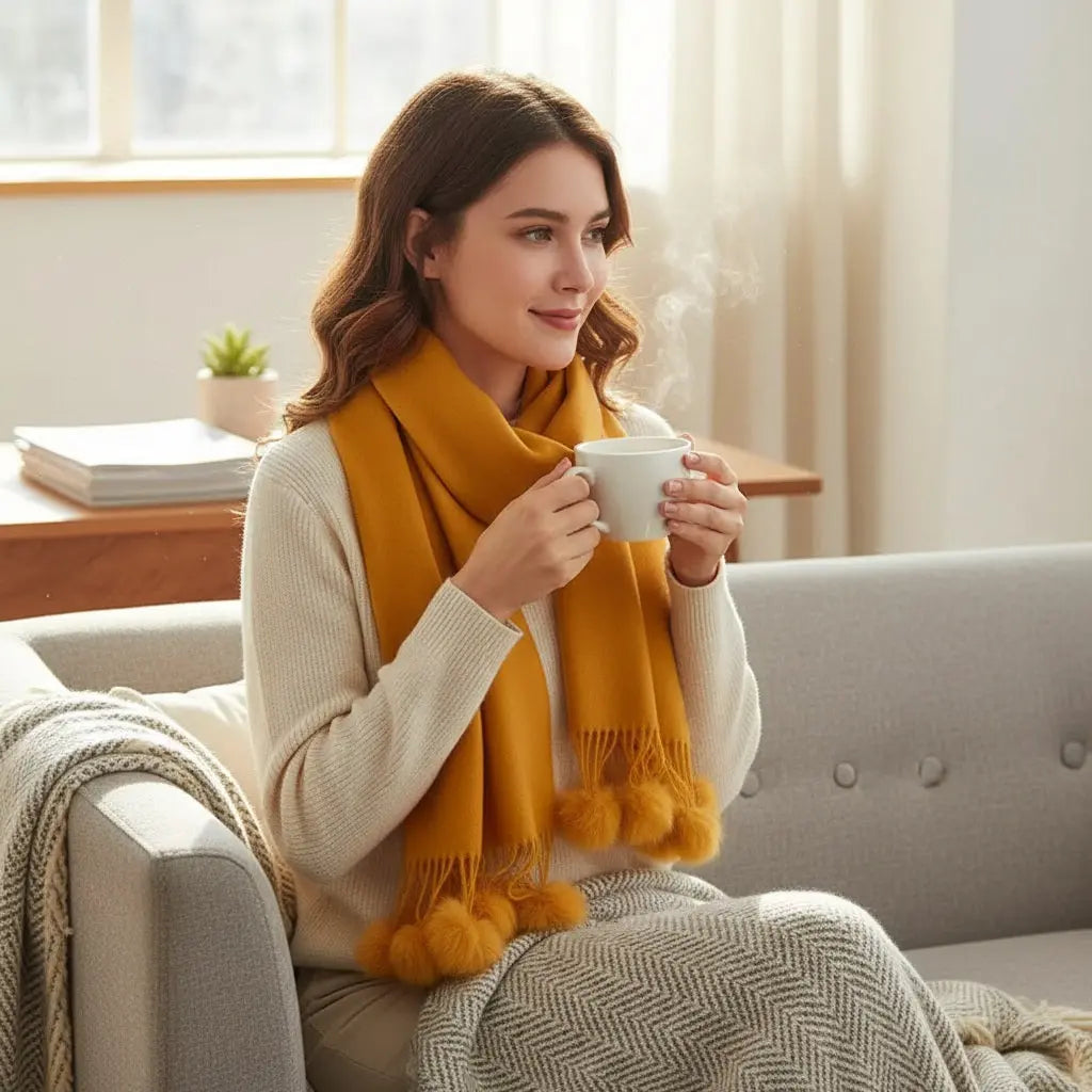 Echarpe en cachemire AMARILLYS - Coeur de Foulard