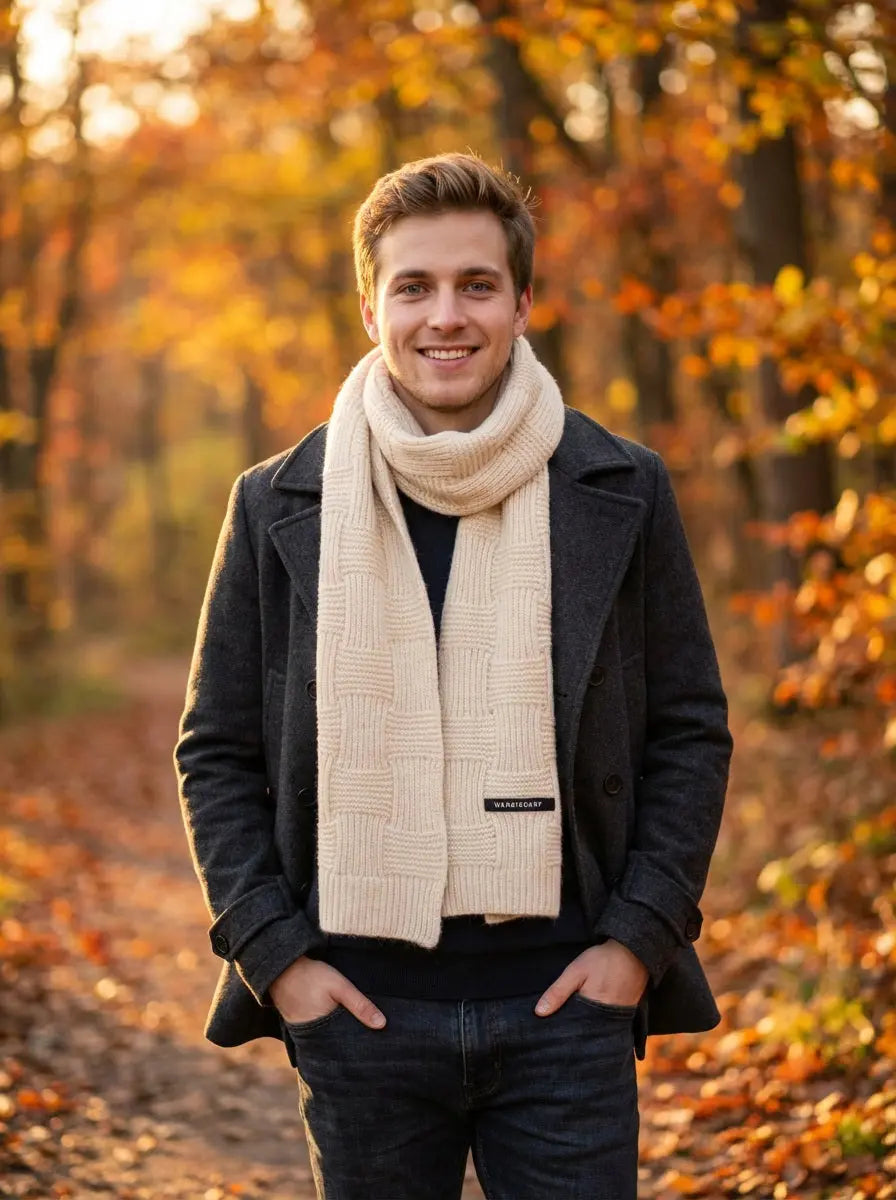 Echarpe pour homme beige JORY - Coeur de Foulard