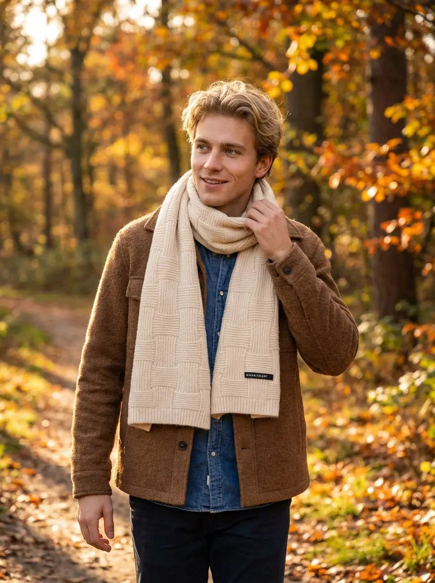 Echarpe pour homme beige JORY - Coeur de Foulard