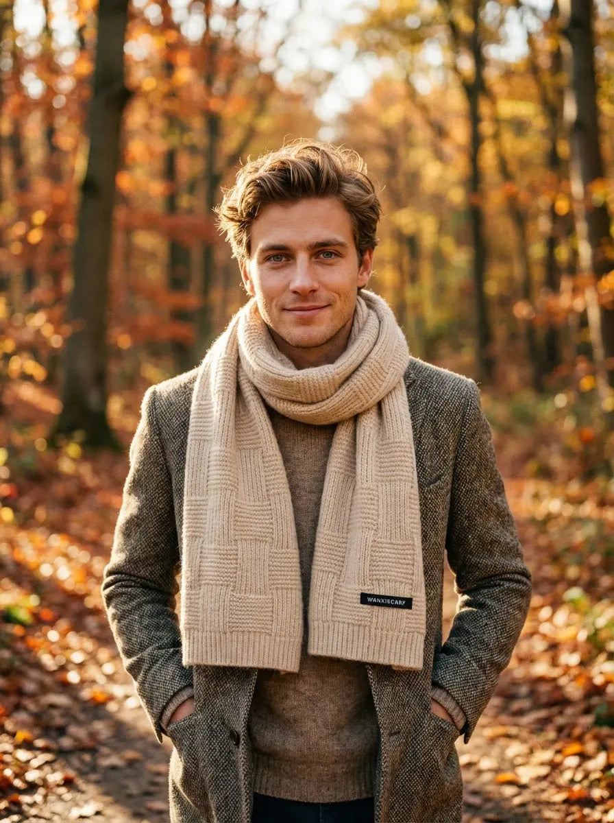 Echarpe pour homme beige JORY - Coeur de Foulard