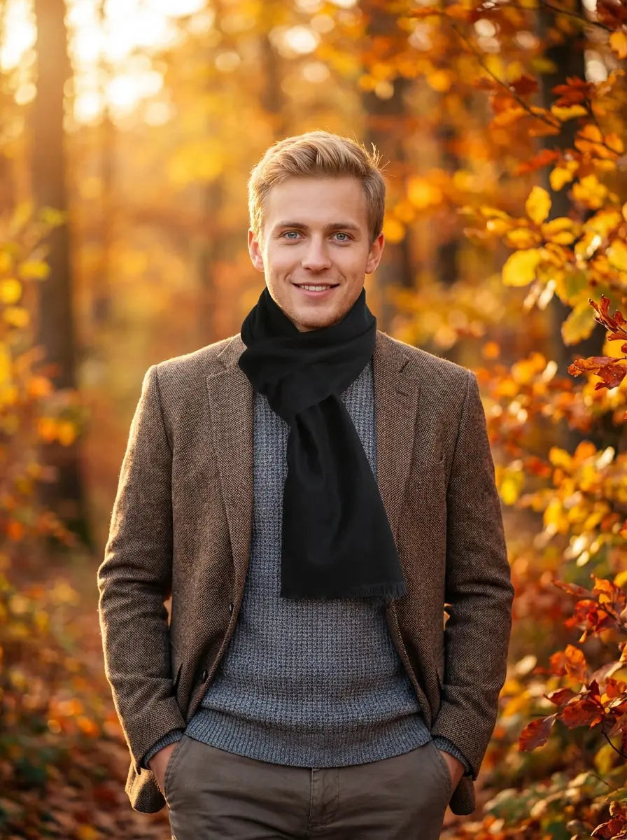 Echarpe pour homme noire JASE Coeur de Foulard