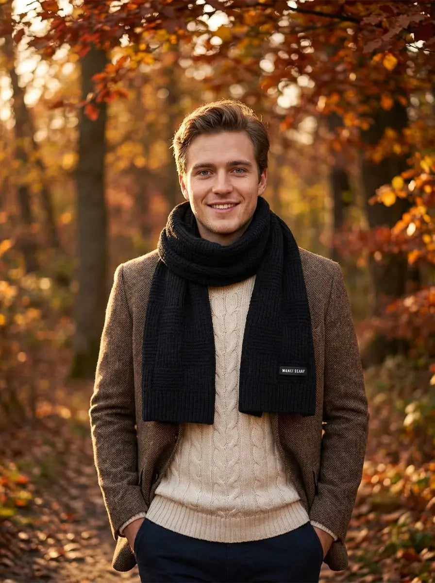 Echarpe pour homme noire JAXON - Coeur de Foulard