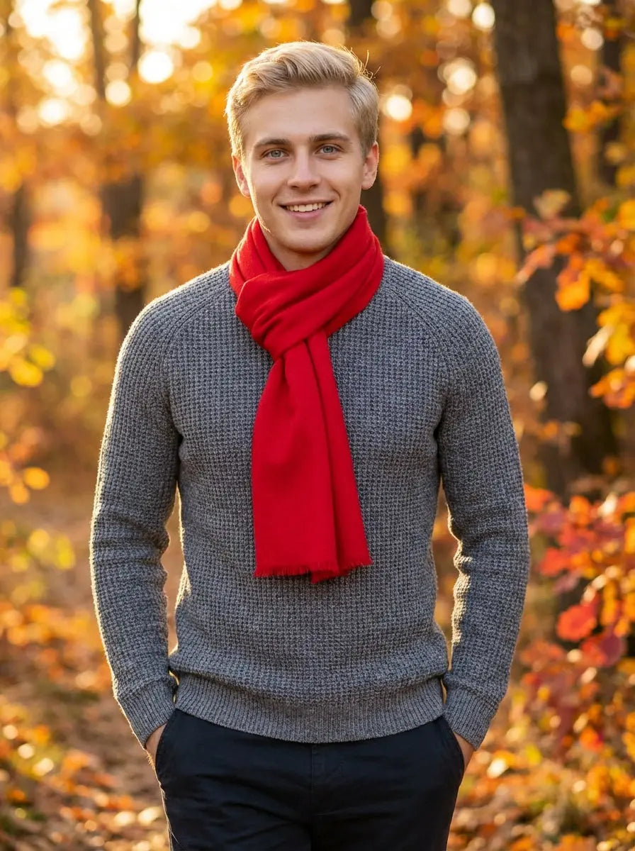 Echarpe pour homme rouge JAYDEN - Coeur de Foulard