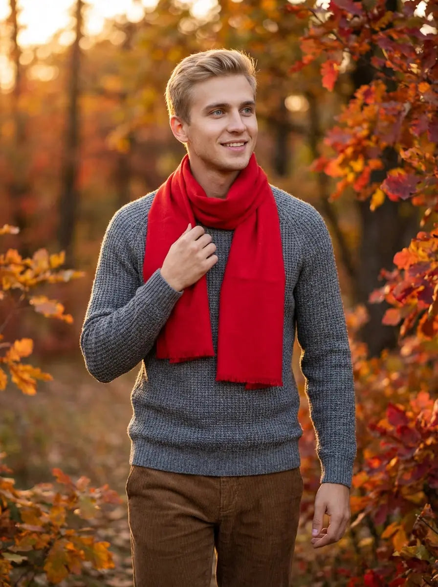 Echarpe pour homme rouge JAYDEN - Coeur de Foulard