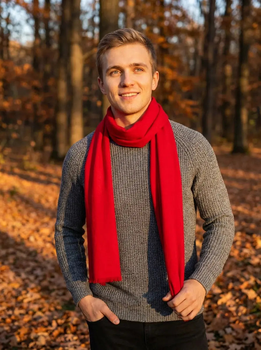 Echarpe pour homme rouge JAYDEN - Coeur de Foulard