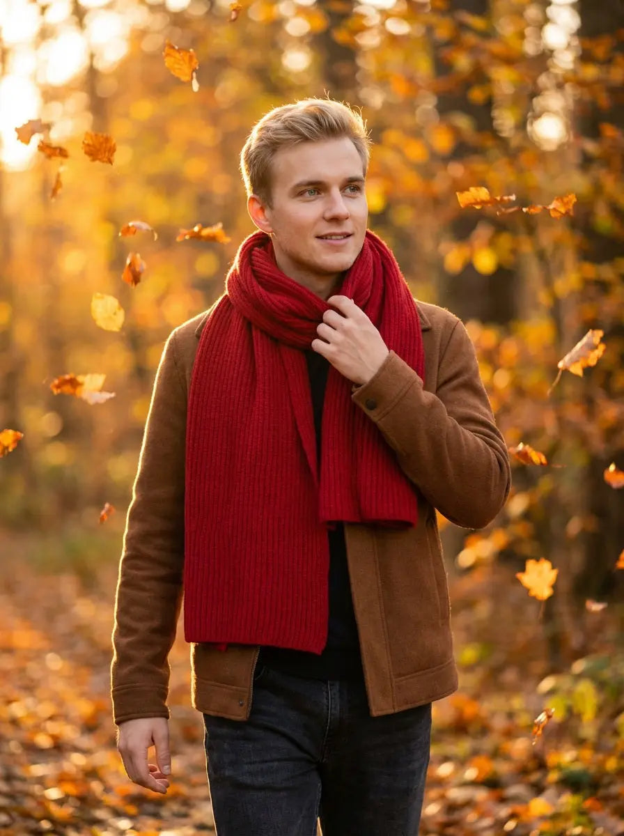 Echarpe pour homme rouge JESSE - Coeur de Foulard