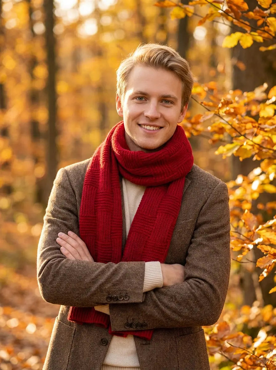 Echarpe pour homme rouge JESSE - Coeur de Foulard