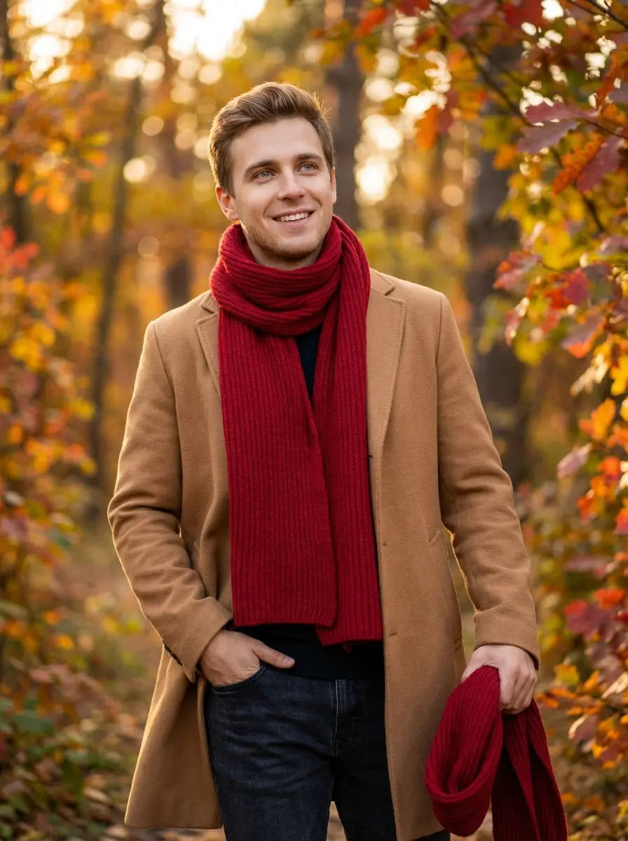 Echarpe pour homme rouge JESSE - Coeur de Foulard