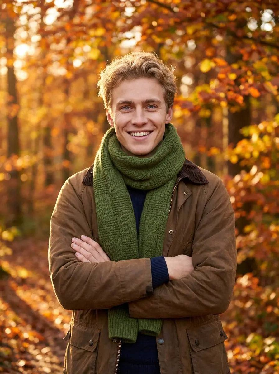 Echarpe pour homme verte JORDAN - Coeur de Foulard