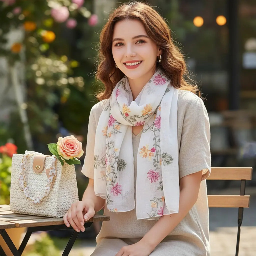 Foulard blanc ANNA - Coeur de Foulard