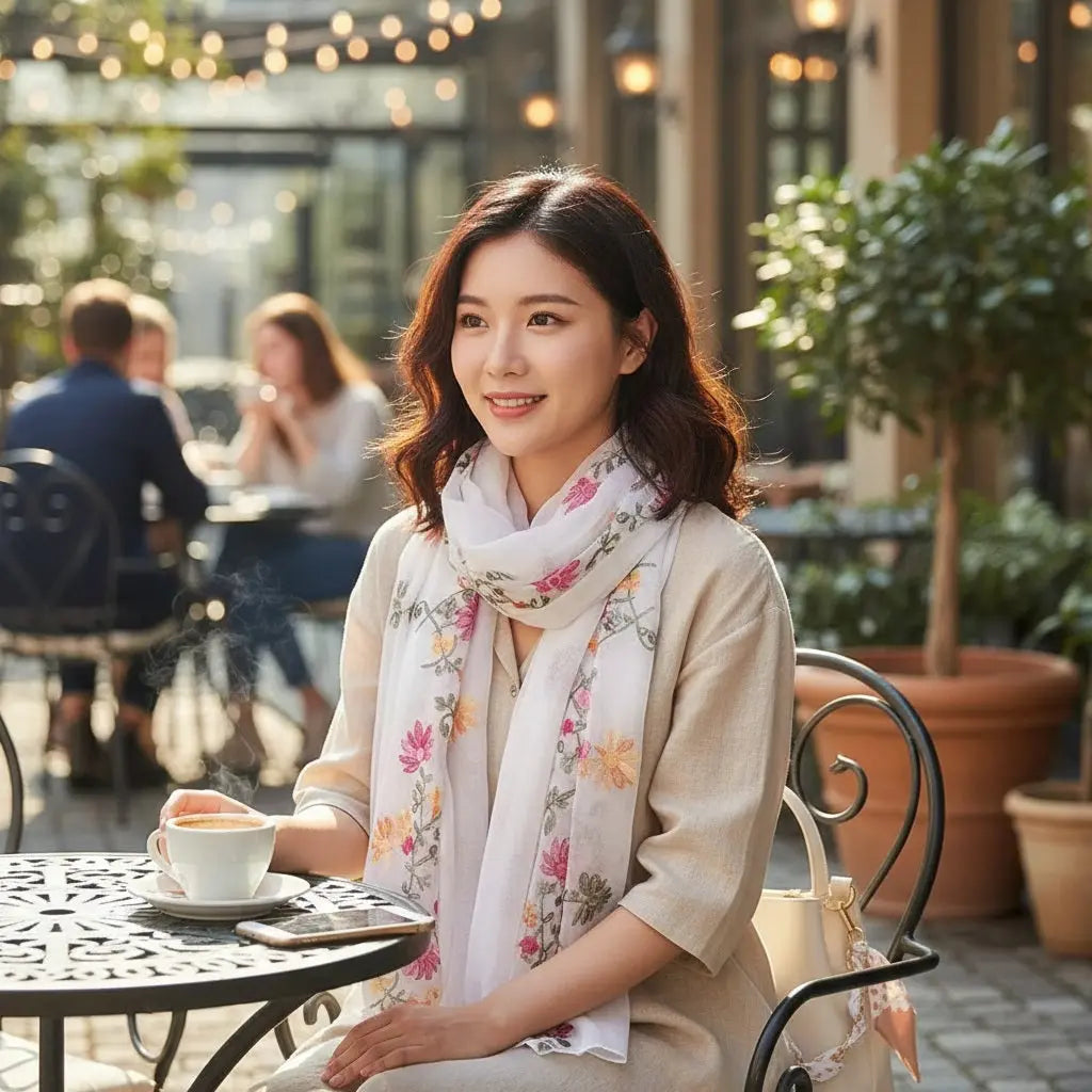 Foulard blanc ANNA - Coeur de Foulard