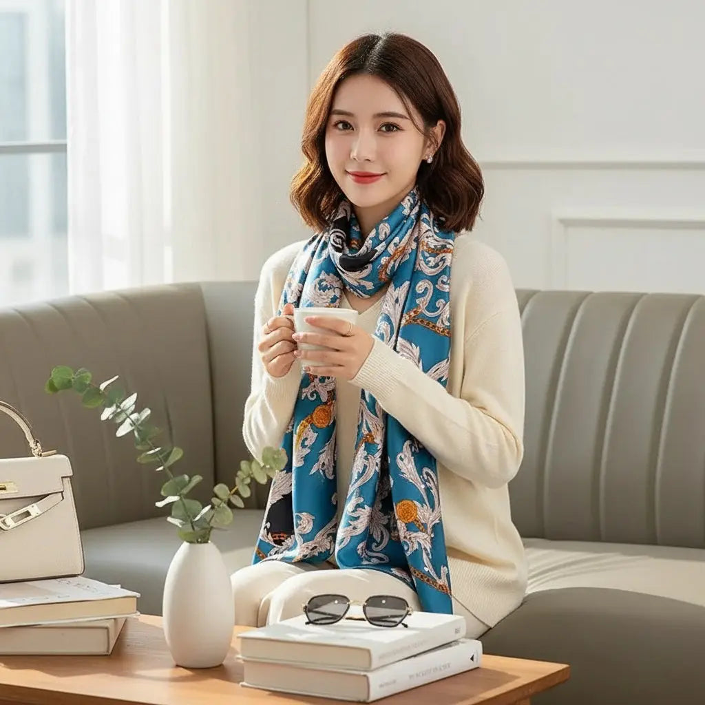 Foulard bleu ANNIE - Coeur de Foulard