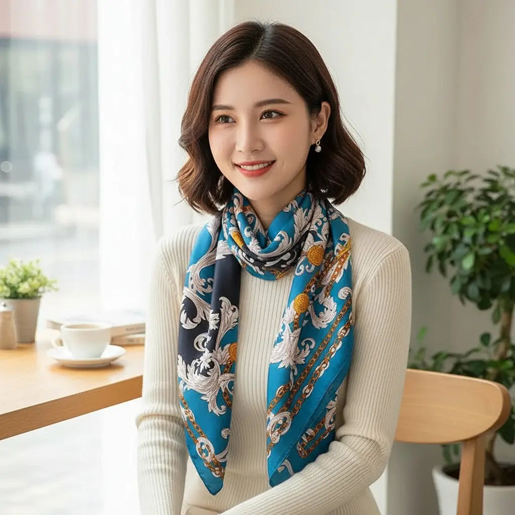 Foulard bleu ANNIE Coeur de Foulard