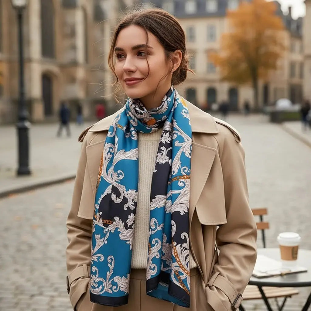 Foulard bleu ANNIE Coeur de Foulard