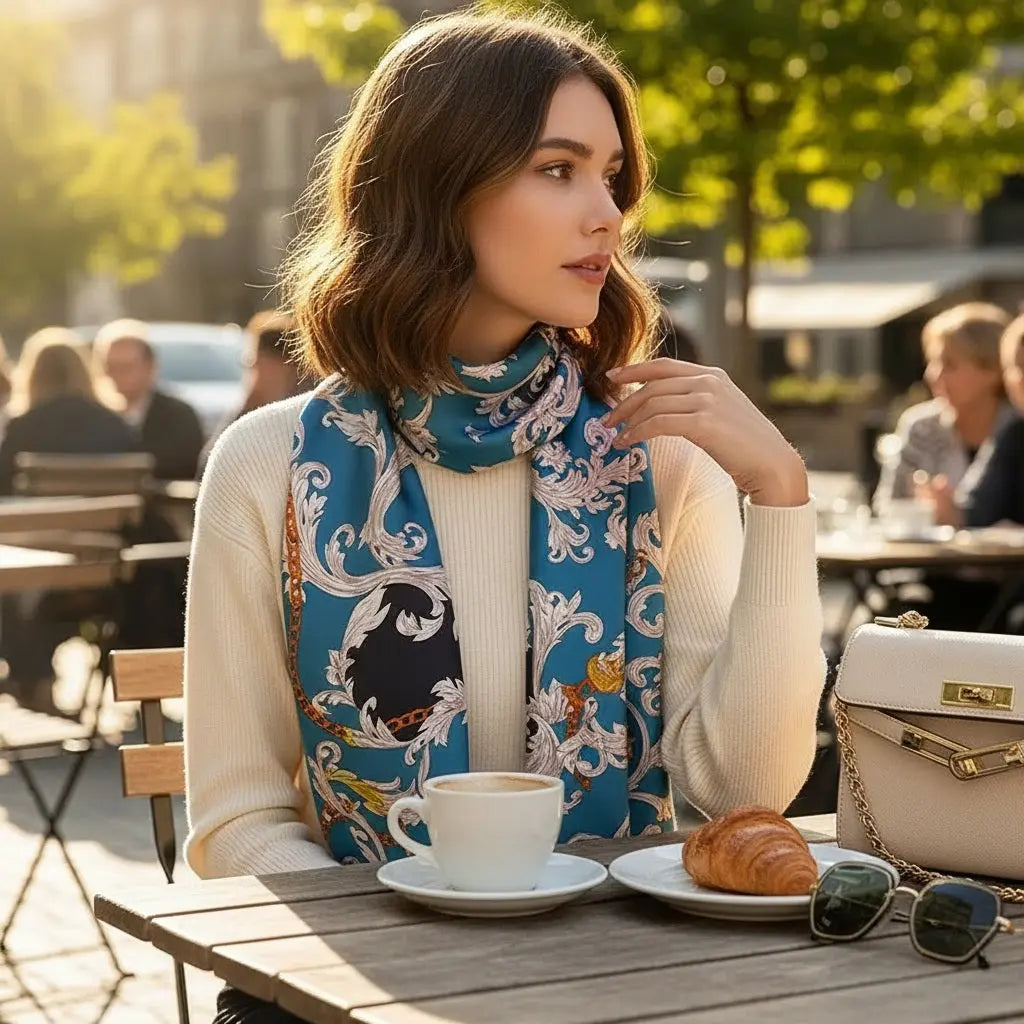 Foulard bleu ANNIE Coeur de Foulard