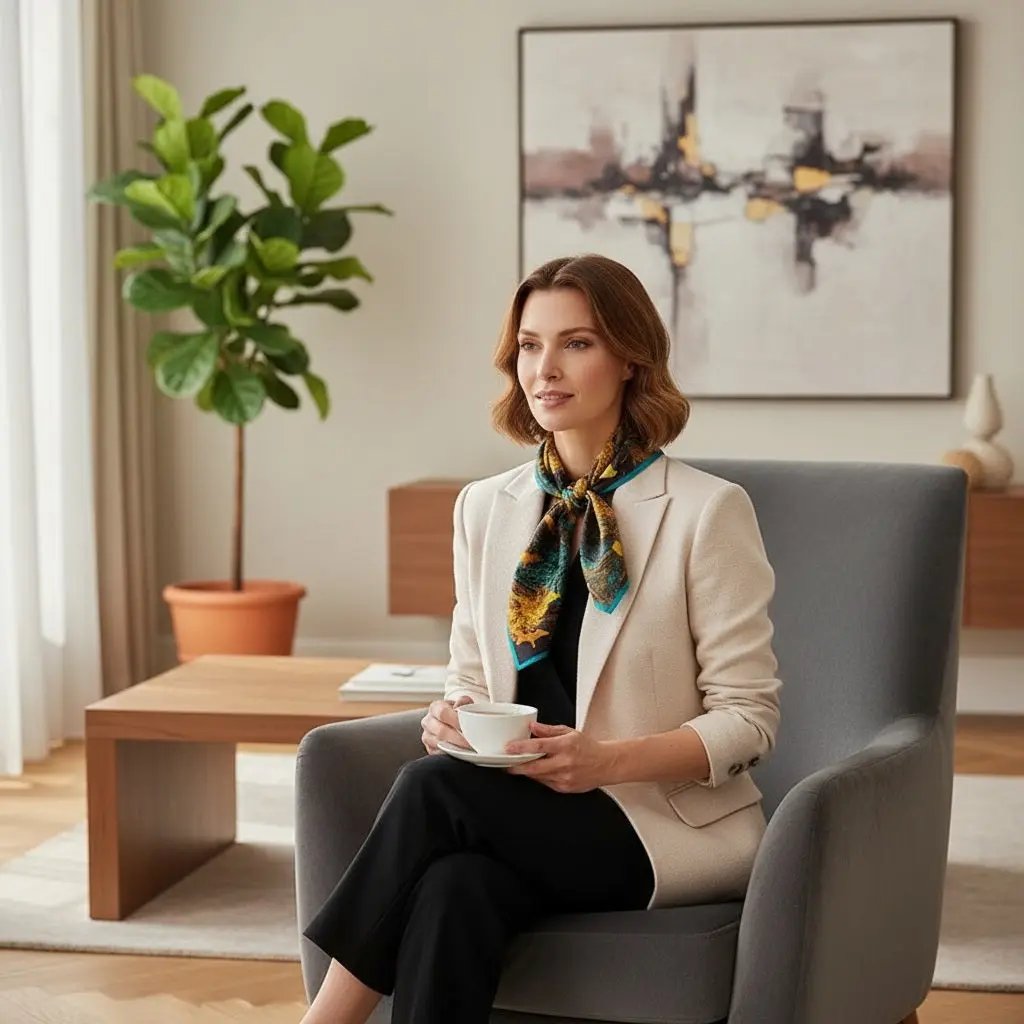 Foulard Cheveux Femme Carré Soie LIVIA - Coeur de Foulard