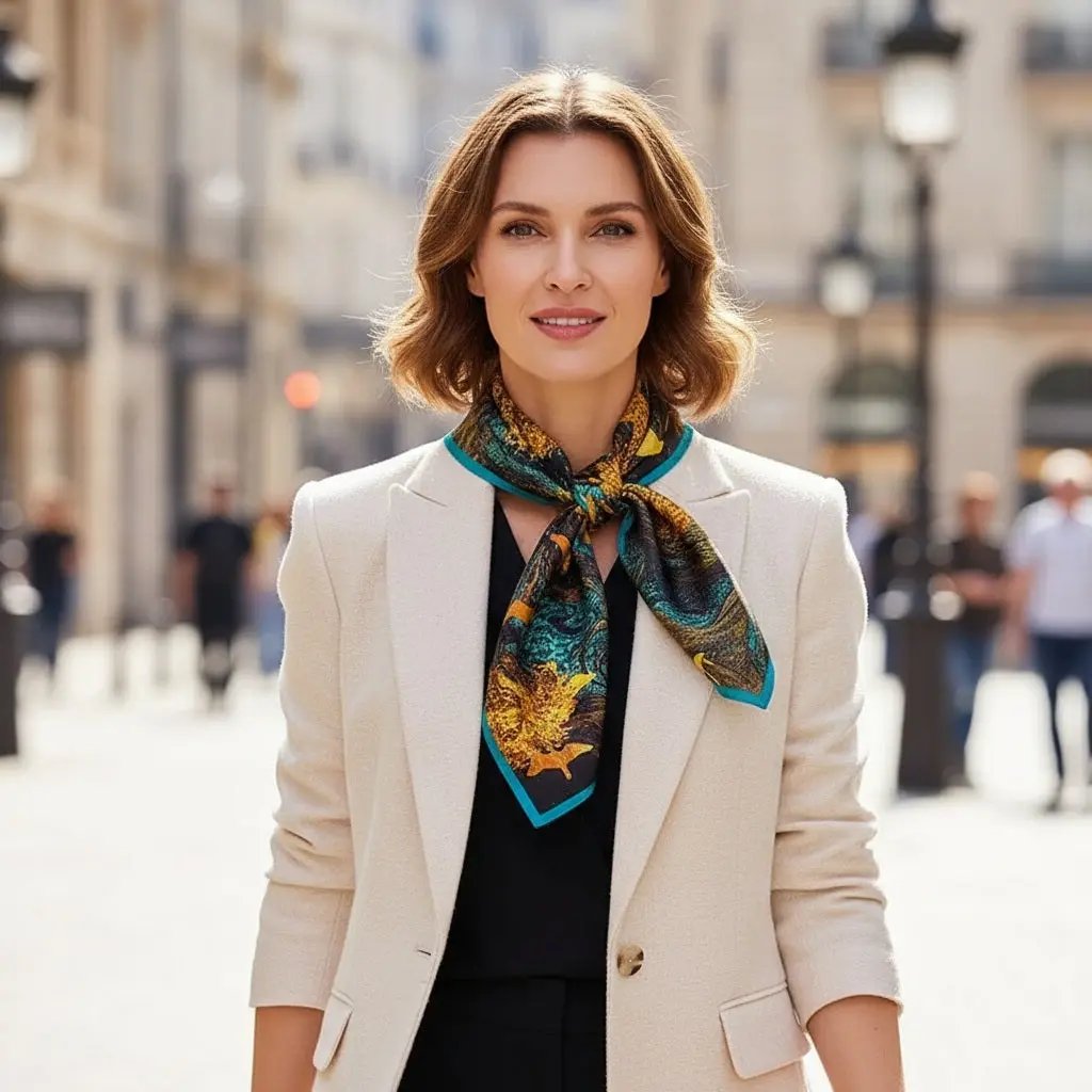 Foulard Cheveux Femme Carré Soie LIVIA Coeur de Foulard