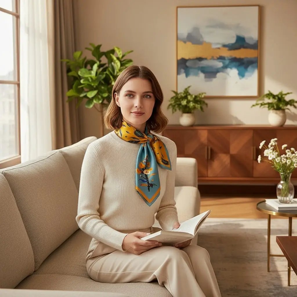 Foulard Cheveux Femme Carré Soie LUCY - Coeur de Foulard