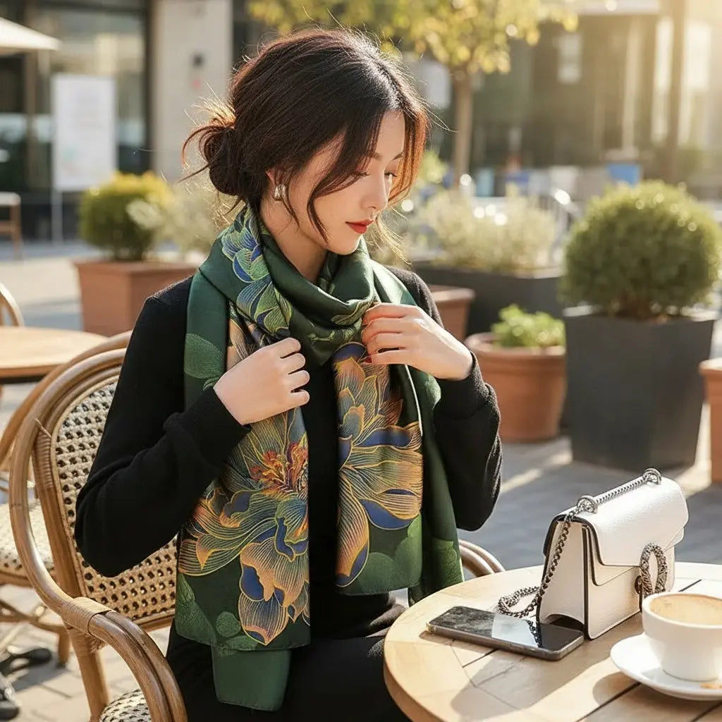 Foulard de cérémonie avec fil métallisé Marron Foulard de cérémonie avec fil métallisé Marron