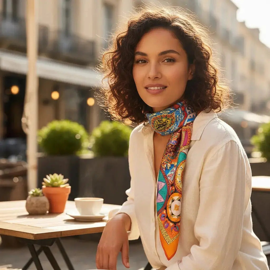 Foulard Cheveux Femme Carré Soie BEATRICE - Coeur de Foulard