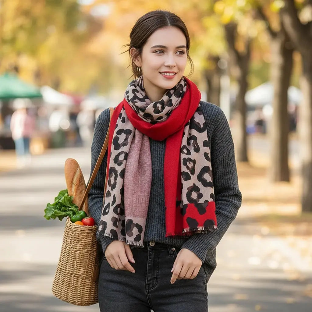 Foulard rouge - HANNAH - Coeur de Foulard