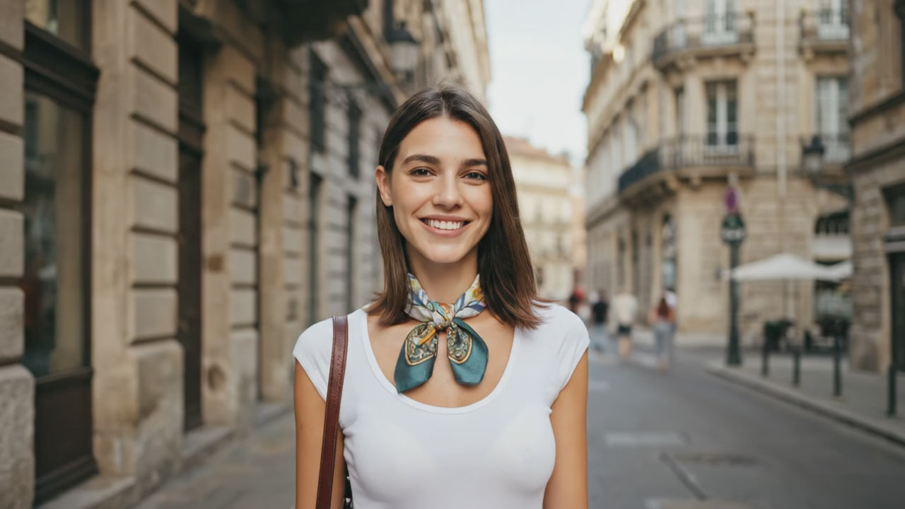 Foulard Cheveux Femme Carré Soie CYRIELLE - Coeur de Foulard