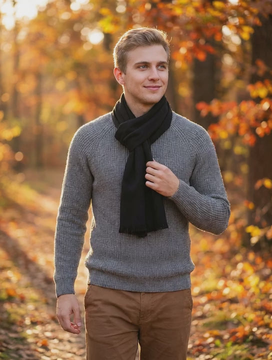 Echarpe pour homme noire JASE - Coeur de Foulard