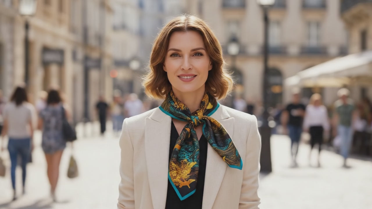 Foulard Cheveux Femme Carré Soie LIVIA - Coeur de Foulard