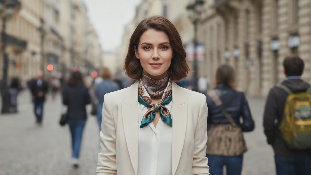 Foulard Chimio Carré Femme Multicolore Xavière - Coeur de Foulard