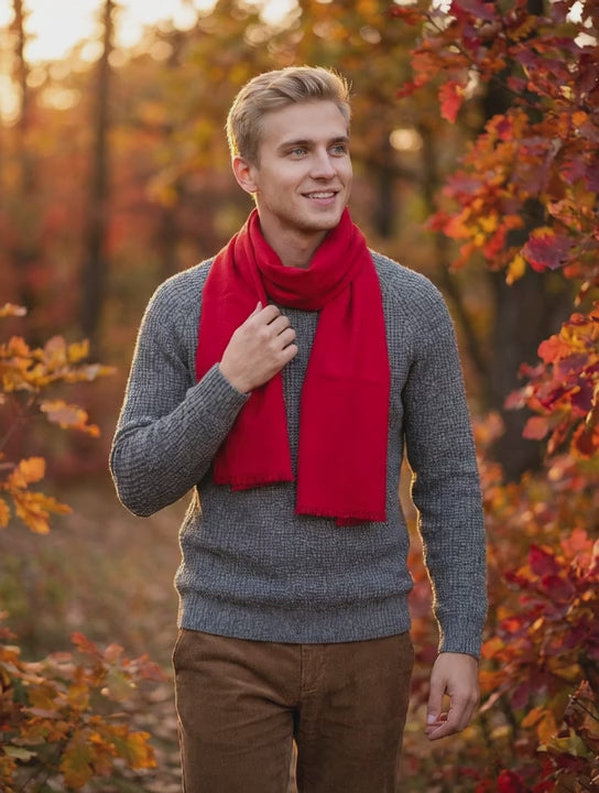 Echarpe pour homme rouge JAYDEN - Coeur de Foulard